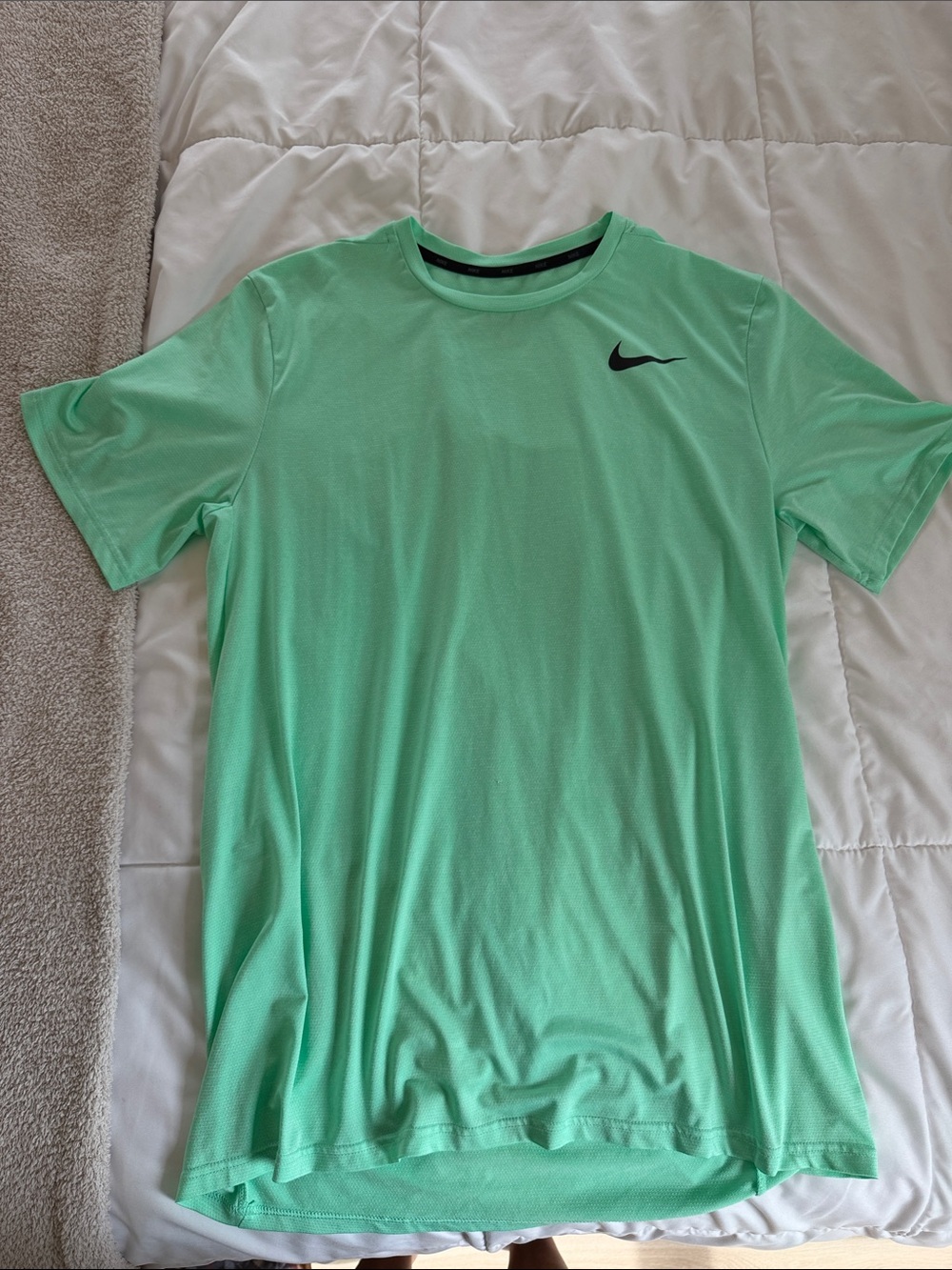 Nike Men’s Short Sleeve Performance Tee — Mint Green with Black Swoosh